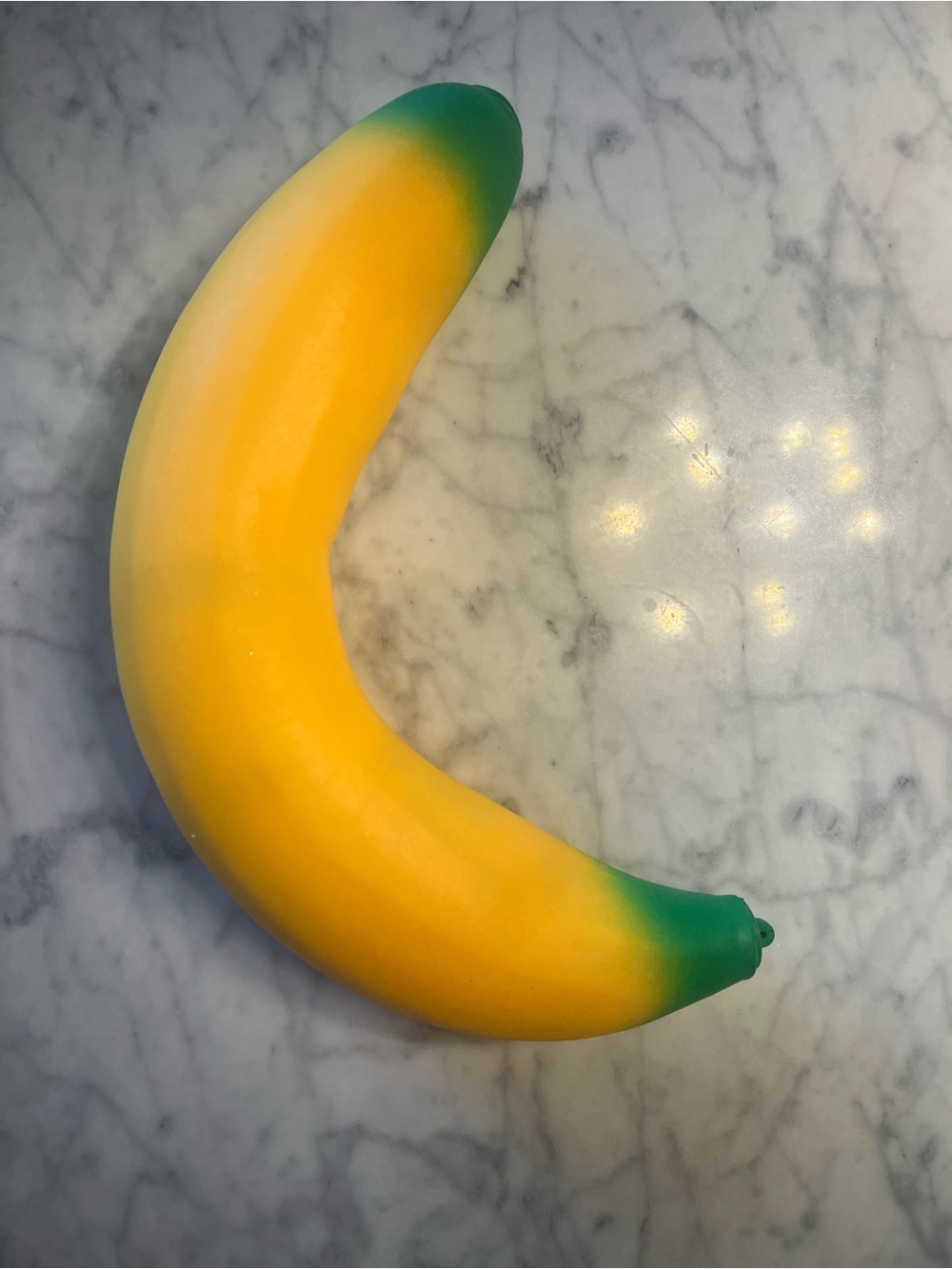Squishy Banana Stress Toy - Yellow with Green Tips